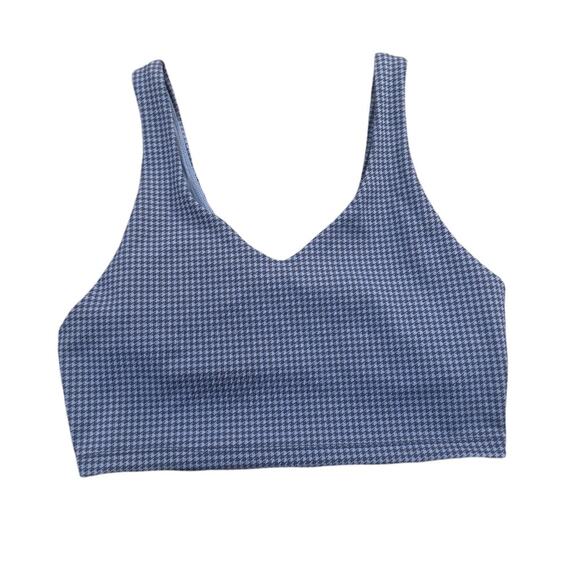 Aerie OFFLINE Mini Houndstooth V-Neck LonglineNavy Sports Bra Size M - Picture 1 of 6